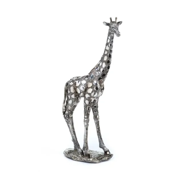 Figura decorativa jirafa silver