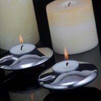 Portavela - candelabro  Acero Inoxidable Minimalista 4cm Altura - 9cm Diámetro