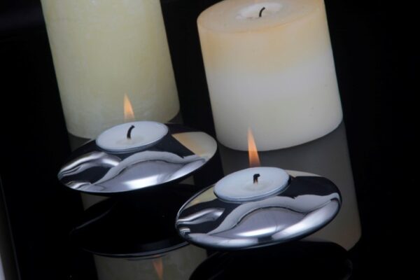 Portavela - candelabro  Acero Inoxidable Minimalista 4cm Altura - 9cm Diámetro