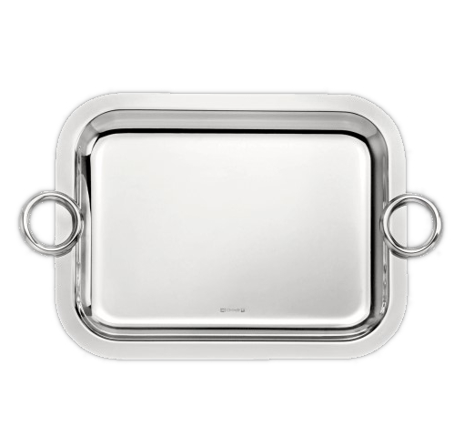 Bandeja de acero inoxidable rectangular para servir - asa "Anillo" 40x25x3 cm