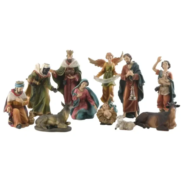 Pesebre nacimiento Jose con lámpara de luz  24 cm 11 piezas