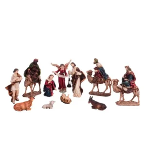 Pesebre reyes en camello  20cm 11 piezas