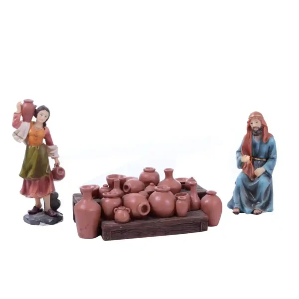 Aldeanos mercaderes de tinajas 13 x7 cm 3 piezas Santini