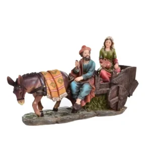 Aldeanos en carruaje burro