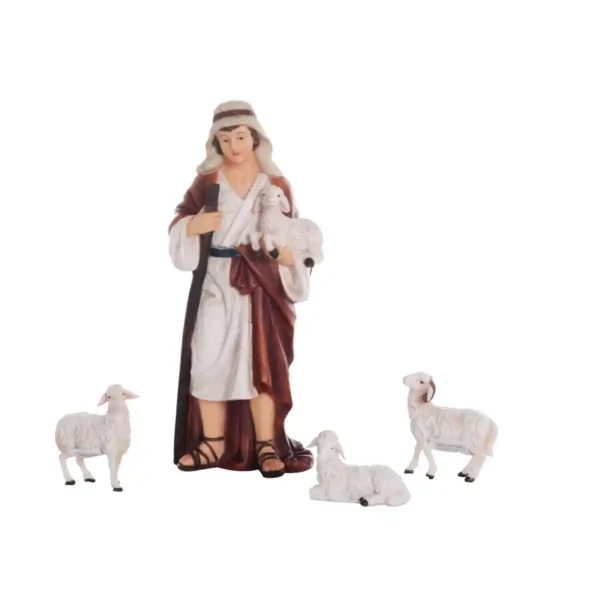 Pastor con Ovejas 4 piezas   23cm   Santini