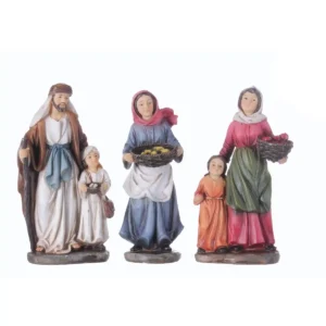 Aldeanos con cestas de fruta 3pz 16.5cm Santini
