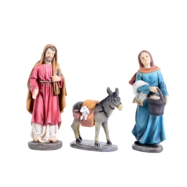 Aldeanos para pesebre Burro Saco con Oveja 20cm 3 piezas