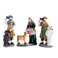 Aldeanos para pesebre artesanos 20cm 3 piezas Santini