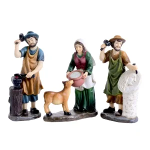 Aldeanos para pesebre artesanos 25cm 3 piezas Santini