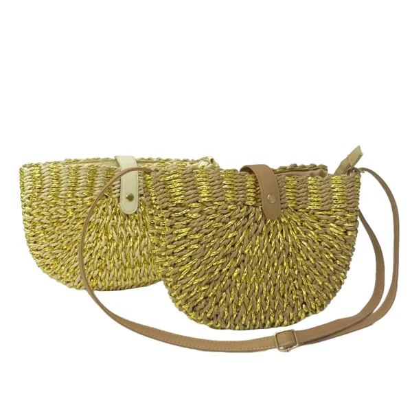 Bolso tejido de mimbre con dorado