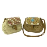 Bolso étnico tejido a mano con adornos de piedras a sido agregado a favoritos