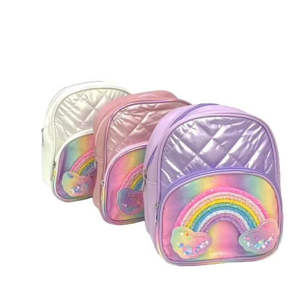 Morral clásico arcoiris de niña tela acolchada brillante