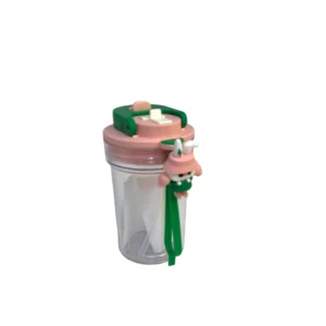 Vaso botilito con tapa llavero flor de niña