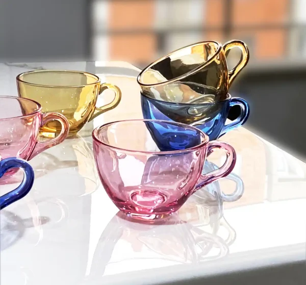 Pocillos vidrio color LIVING HOME 190ml set x 6 pc