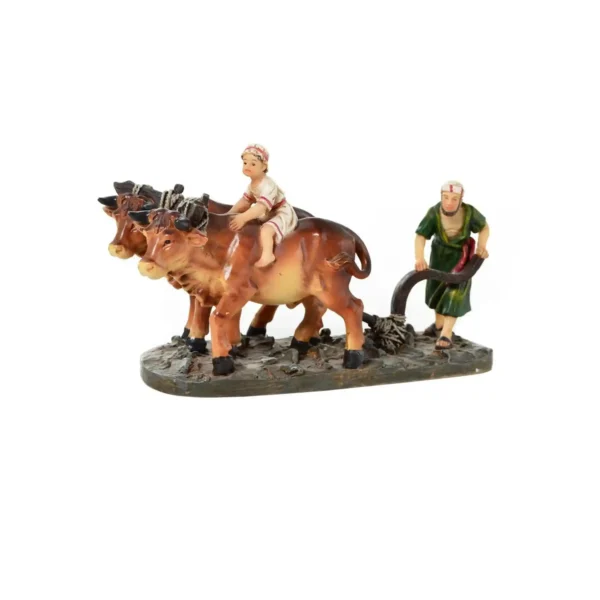 Aldeanos El Arado Con Bueyes 21.5 * 8 * 13cm