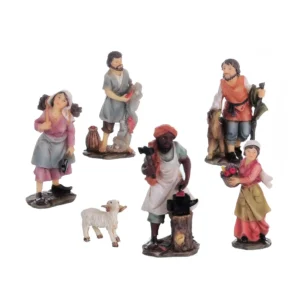 Aldeanos Para Pesebre el cazador 6pz 9cm