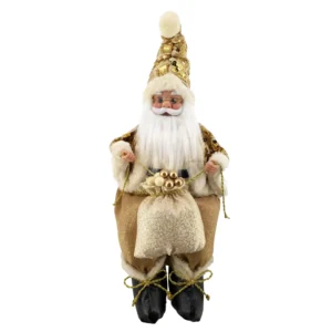 Papá Noel Sentado Dorado - Bolsa Regalos 40.5cm  Santini