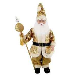 Papá Noel Dorado Con Cetro 71cm  Santini