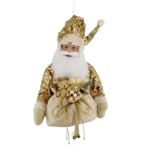 Papá Noel decorativo de colgar dorado 45cm Santini