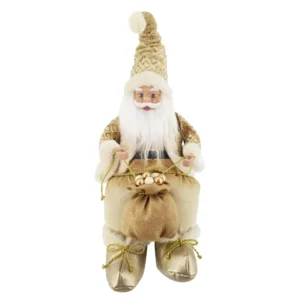 Papá Noel Sentado Dorado - Bolsa Regalos 40.5 cm Santini