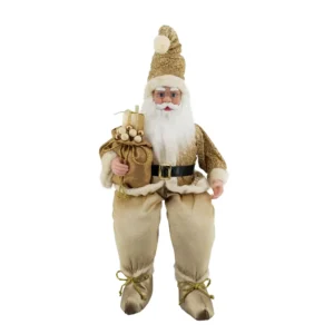 Papá Noel Sentado Dorado - Caja De Regalo 66cm  Santini